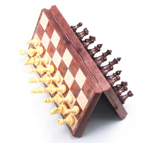 Магнітні шахи, шашки. Magnetic Folding Peach wood Chess and Checker 31x31