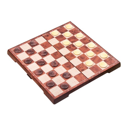 Магнітні шахи, шашки. Magnetic Folding Peach wood Chess and Checker 31x31