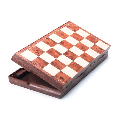 Магнітні шахи, шашки. Magnetic Folding Peach wood Chess and Checker 31x31