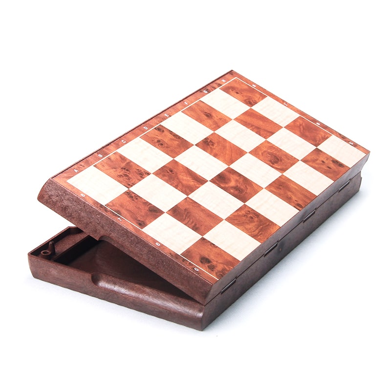 Магнітні шахи, шашки. Magnetic Folding Peach wood Chess and Checker 31x31
