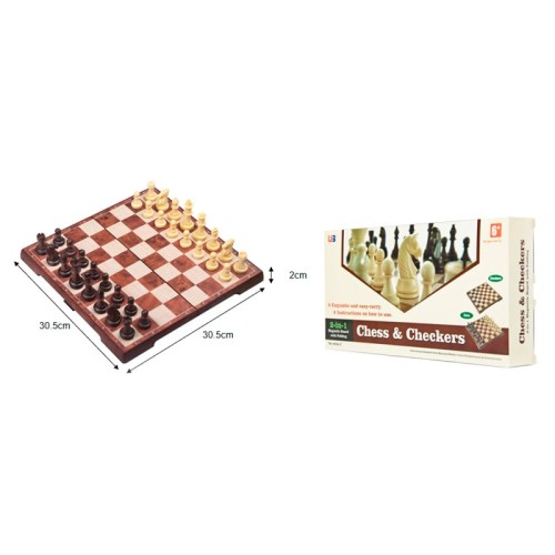 Шахматы Магнітні шахи, шашки. Magnetic Folding Peach wood Chess and Checker 31x31