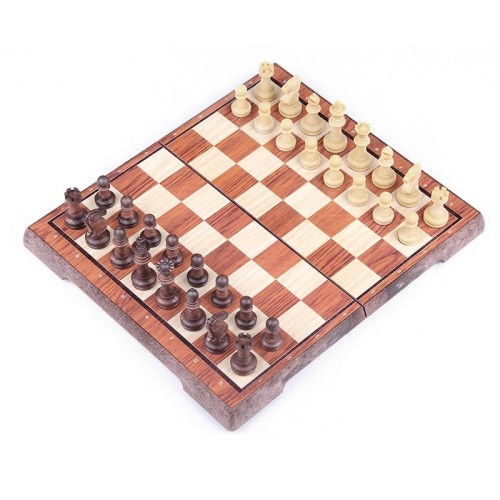 Магнітні шахи під дерево Chess magnetic wood-plastic 28x16,5 см