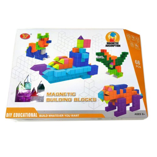 Головоломка YJ Magnetic Blocks | Магнітні блоки 68 елементів із завданнями