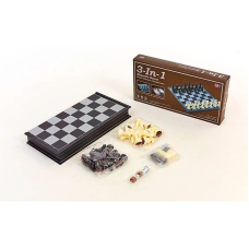 3 в 1: Шахи, шашки, нарди магнітні розмір дошки 32х32 см