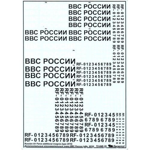 Декаль: Дополнительные опознавательные знаки ВВС (образца 2010 года)
