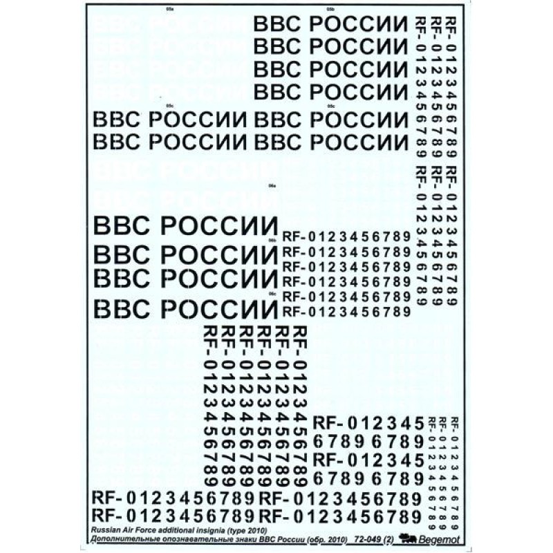 Декаль: Дополнительные опознавательные знаки ВВС (образца 2010 года)