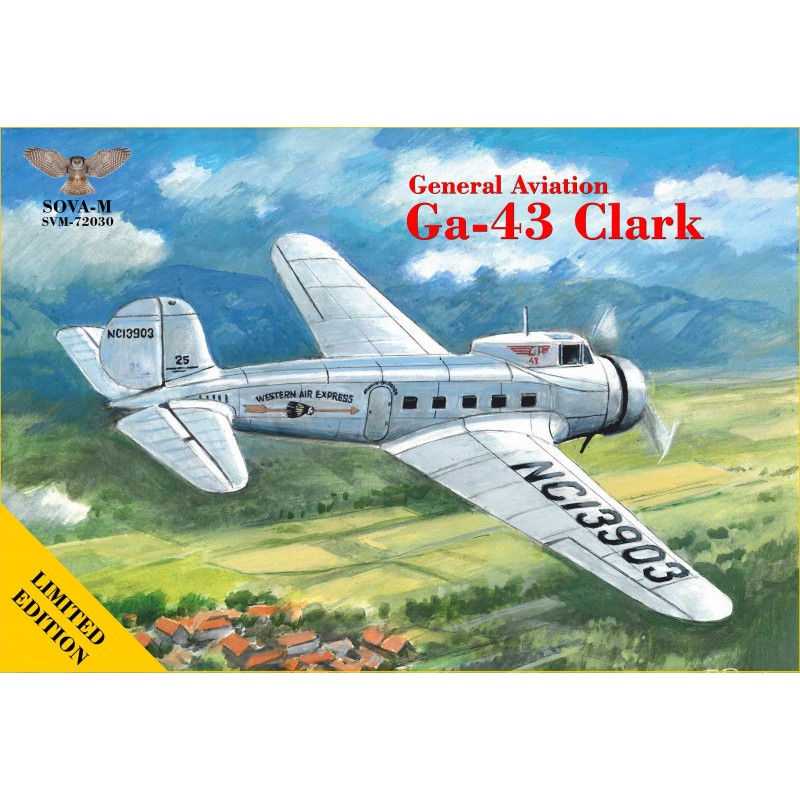 Збірна модель літака Пасажирський літак Ga-43 Clark (USA) 1:72
