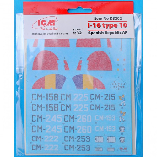 Декалі Декаль для самолета И-16 тип 10 ВВС Испанской республики