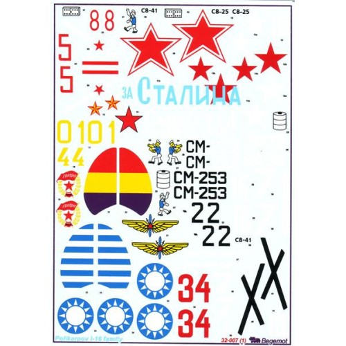 Декалі : Декаль на самолет Поликарпов И-16