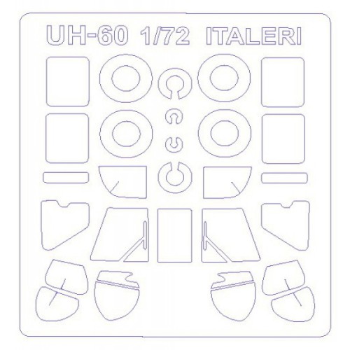Декалі Маска для модели вертолета UH-60 Black Hawk/UH 60 Desert Hawk/UH 60A (Italeri/Revell)