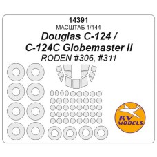 Маска для модели самолета Douglas C-124/C-124C Globemaster II + маски колёс (Roden)