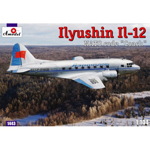 Сборная модель самолета Транспортный самолет Илюшин Ил-12 «Междугородный автобус» 1:144