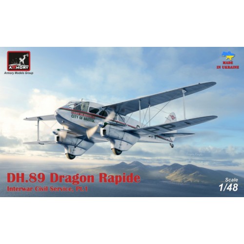 Збірна модель літака Пассажирский самолет DH.89 Dragon Rapide - Short-Haul Airliner 1:48