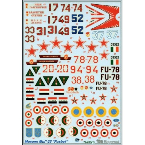 Декалі Декаль для самолета МиГ-25 Foxbat