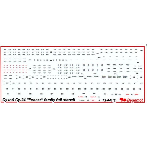 Декалі Декаль: Сухой Су-24 "Fencer", технические надписи
