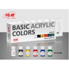 Набор базовых акриловых красок, 6 шт.