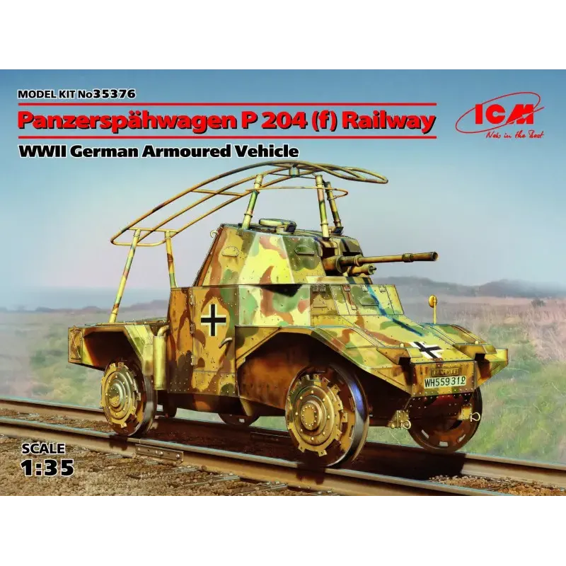Железнодорожный германский бронеавтомобиль Panzerspahwagen P 204 (f), II МВ (ICM 35376)