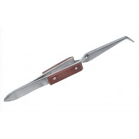 Пинцет с накладками обратный самозажимной загнутый