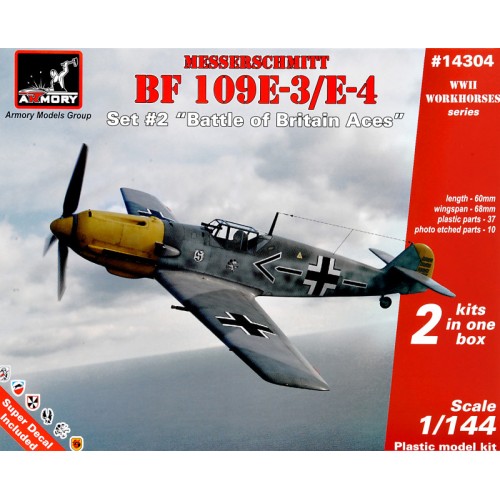 Сборная модель самолета Истребитель Messerschmitt Bf 109E-3/E-4 "Battle of Britain Aces", 2 шт. 1:144