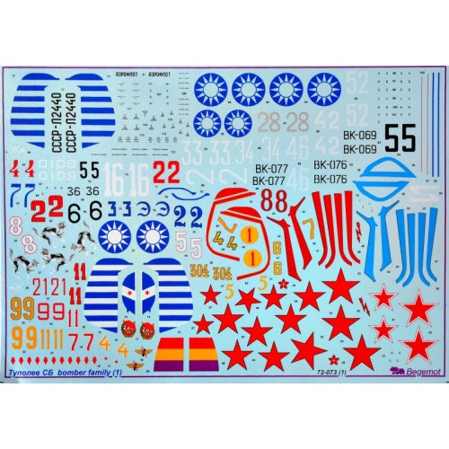 Декалі Декаль для семейства бомбардировщиков СБ "Туполев"