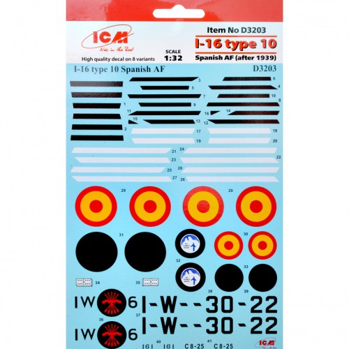 Декалі Декаль для самолета И-16 тип 10 ВВС Испании (после 1939 г.)