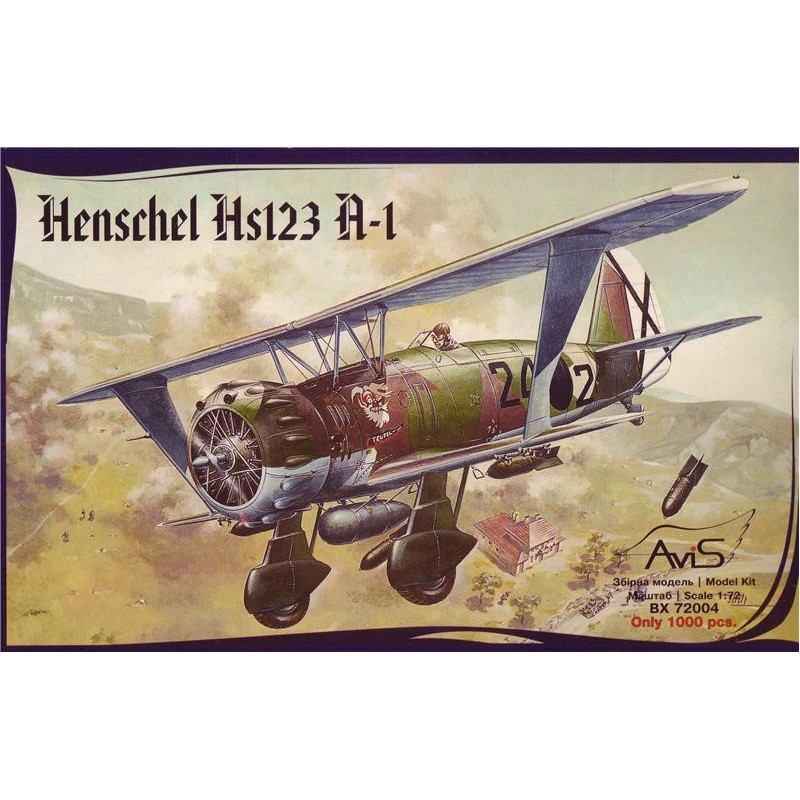 Сборная модель самолета Пластиковая модель самолета Hs123 A-1 1:72