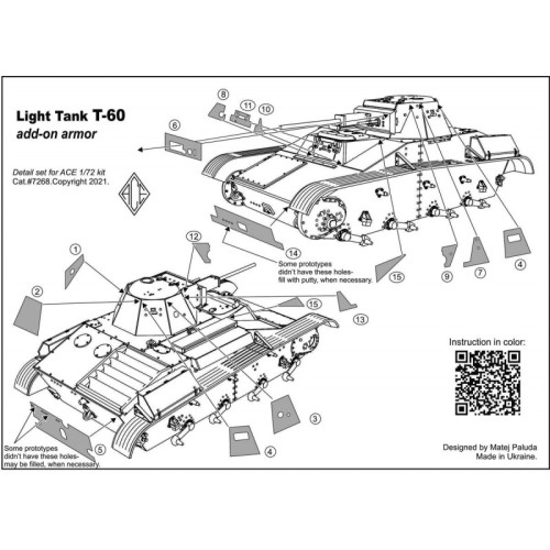 Фототравление Фототравление для танка T-60 дополнительное бронирование (ACE)