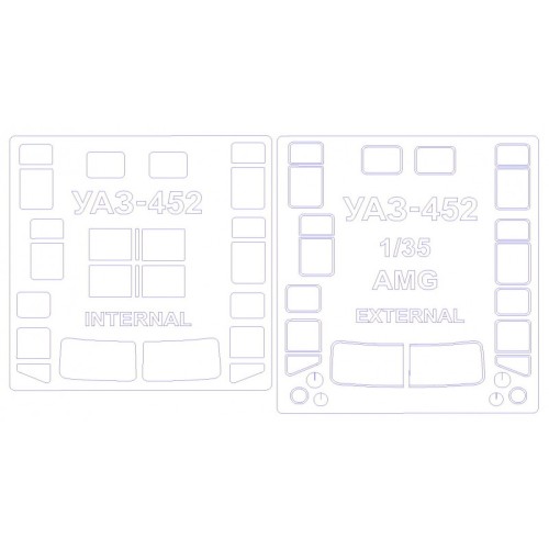 Декалі Маска для модели автомобиля УАЗ-452 "Буханка", двухсторонняя (AMG/Bilek)