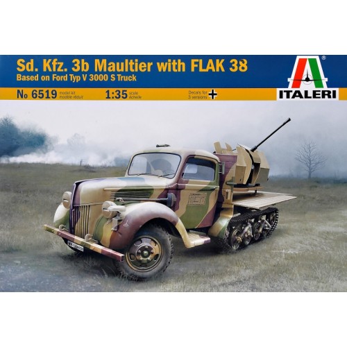 Бронетехника и артиллерия БТР Sd.Kfz. 3b Maultier с орудием Flak 38