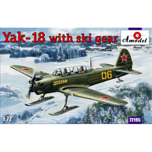 Сборная модель самолета Яковлев Як-18 с лыжным шасси 1:72