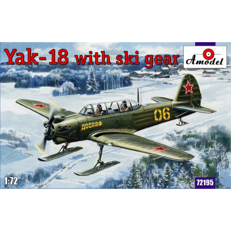 Сборная модель самолета Яковлев Як-18 с лыжным шасси 1:72