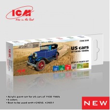 Набор акриловых красок для Автомобилей США 1930-1940-х годов, 6 шт.