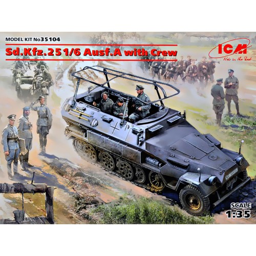 Бронетехника и артиллерия Немецкий бронетранспортер Sd.Kfz.251/6 Ausf.A с экипажем 1:35