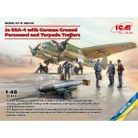 Бомбардировщик Ju 88A-4 с Немецким наземным персоналом и торпедными тележками