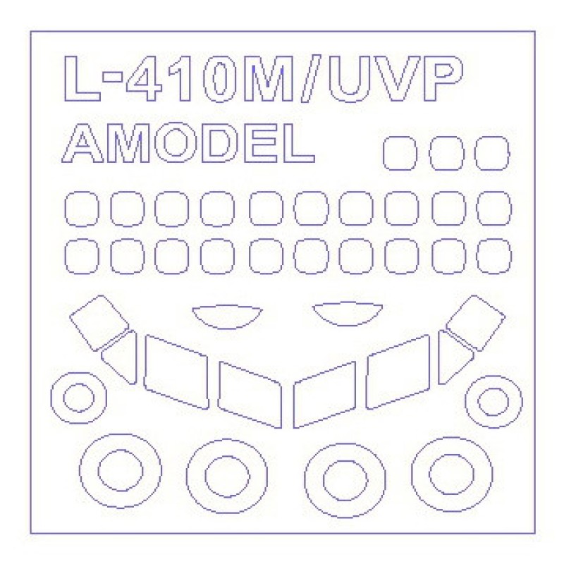 Маска для модели самолета L-410M/UVP с боковыми окнами на фюзеляже (Amodel)