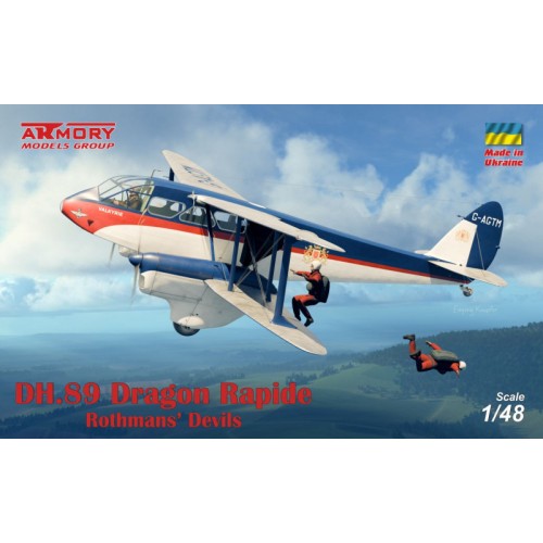 Збірна модель літака Пассажирский самолет DH.89 Dragon Rapide, Short-Haul Airliner "Rothmans' Devils" 1:48