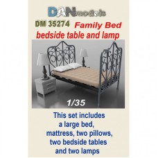 Материал для диорам: Семейная кровать, прикроватная тумбочка и лампа