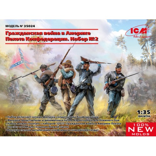 Фігури та мініатюри Гражданская война в Америке. Пехота Конфедерации. Набор 2