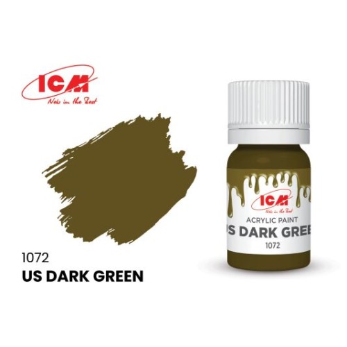 Акриловая краска US Dark Green : Американский тёмно-зелёный ICM1072