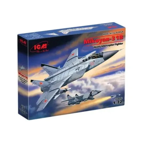 Збірна модель літака Збірна модель 1:72 Винищувач МіГ-31 Foxhound ICM 72151 1:72