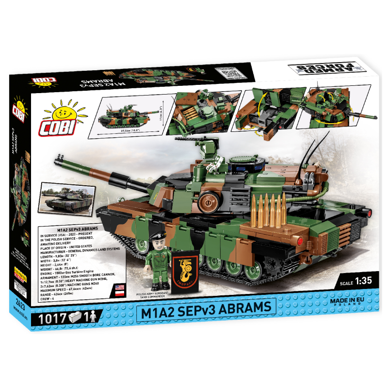Конструктор COBI Танк M1A2 SEP v3 Абрамс, 1017 деталей