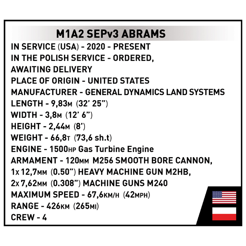Конструктор COBI Танк M1A2 SEP v3 Абрамс, 1017 деталей