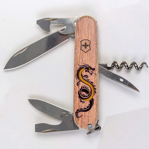 Складаний ніж Victorinox SPARTAN ZODIAC 3D Дерев'яний дракон 1.3603.7.Z3310h