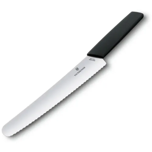Ніж для хліба та випічки Victorinox SWISS MODERN 22см хвил чорн 6.9073.22WB