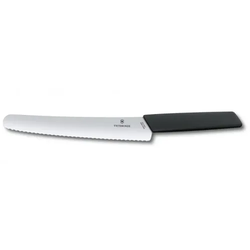 Ніж для хліба та випічки Victorinox SWISS MODERN 22см хвил чорн 6.9073.22WB