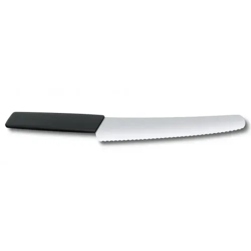 Ніж для хліба та випічки Victorinox SWISS MODERN 22см хвил чорн 6.9073.22WB