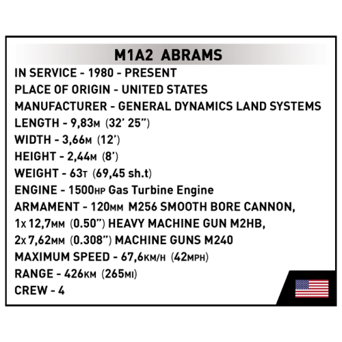 Конструктор COBI Танк M1A2 Абрамс, 975 деталей
