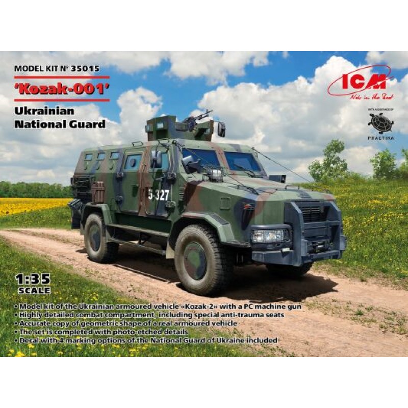 Збірна модель 1:35 «Козак-001» Український бронеавтомобіль Національної гвардії України ICM 35015