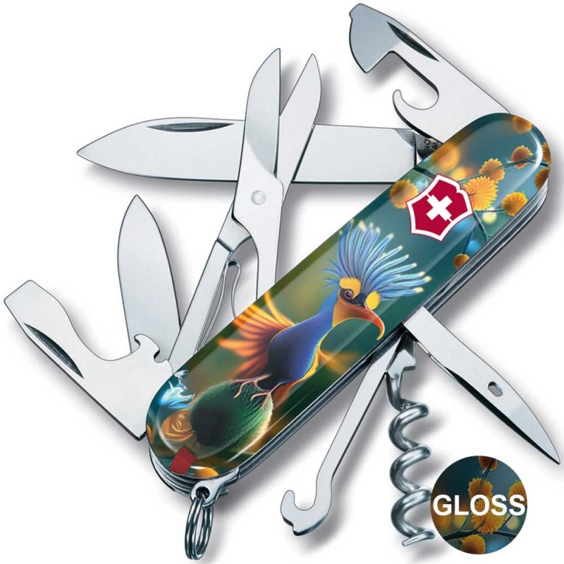 Швейцарский складной нож 91мм Victorinox CLIMBER DESIGN Яркая птичка 1.3703.3.R2110pk
