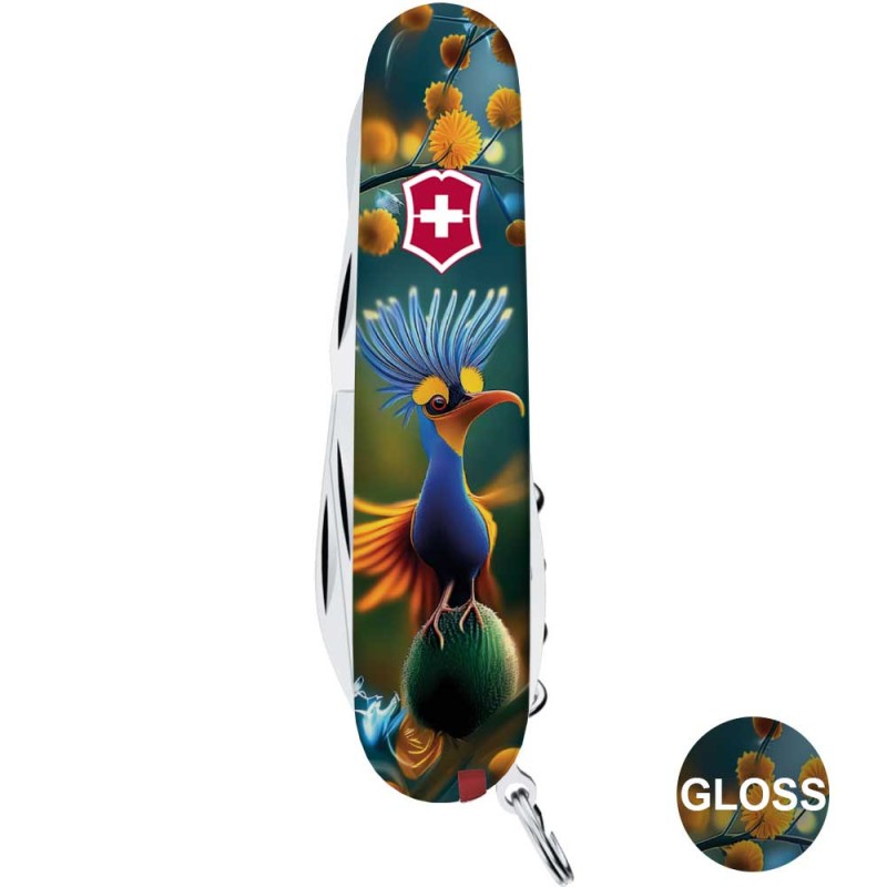 Швейцарский складной нож 91мм Victorinox CLIMBER DESIGN Яркая птичка 1.3703.3.R2110pk